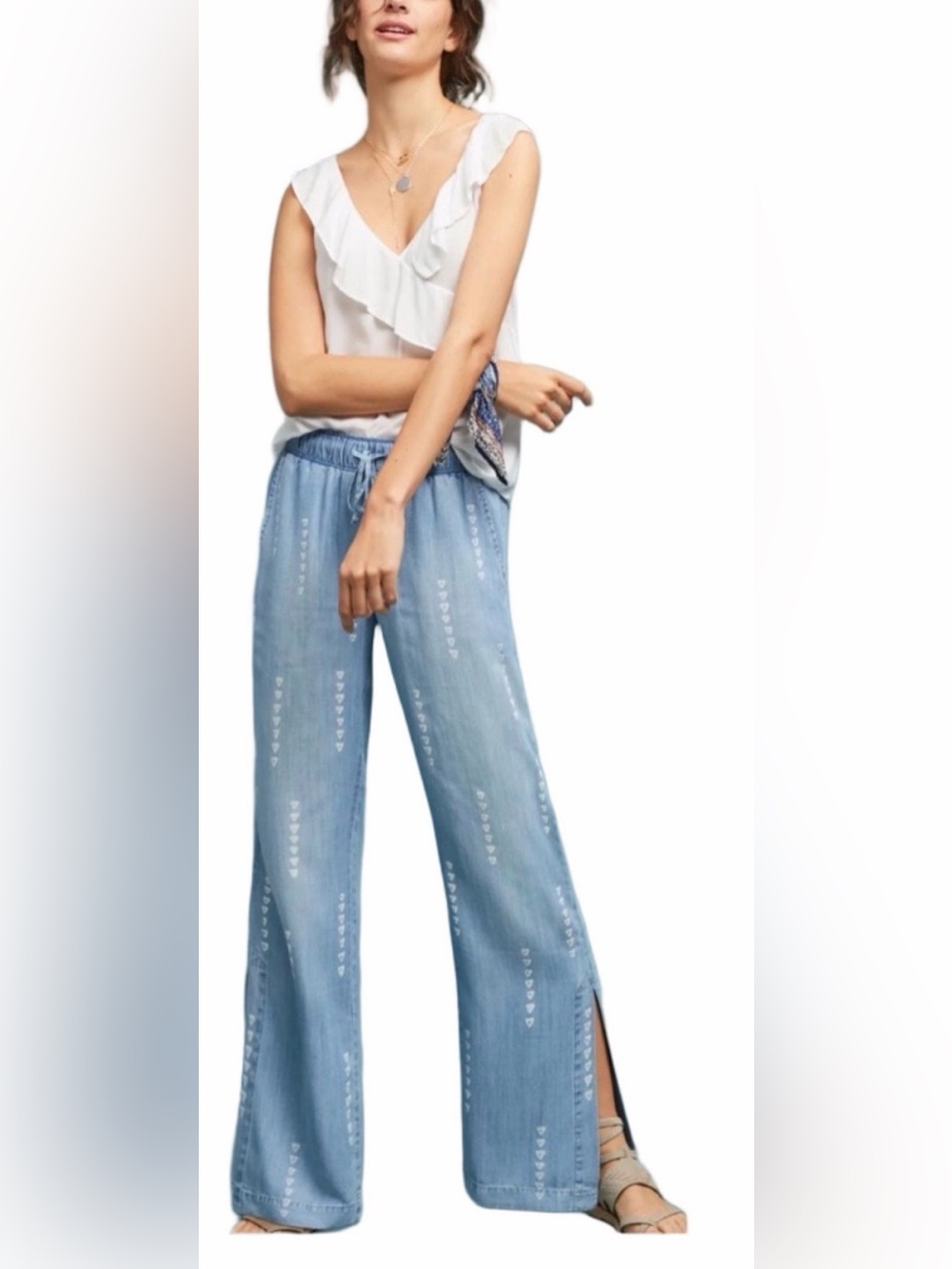 cloth & stone faded blue chambray pants from Anthropology
